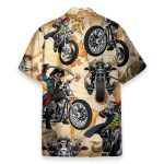 Skull Motorcycle Men'S Button'S Up Shirts Hawaiian Shirt & Beach Shorts