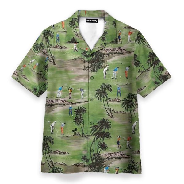 Playing Golf, Palm Tree Golf Club Hawaiian Shirt & Beach Shorts