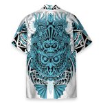 Nordic Viking Owl Tattoo Blue Color Hawaiian Shirt