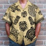 Vintage Tiki Tribal Men'S Button'S Up Shirts Hawaiian Shirt