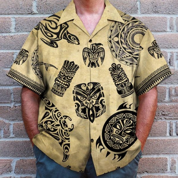 Vintage Tiki Tribal Men'S Button'S Up Shirts Hawaiian Shirt