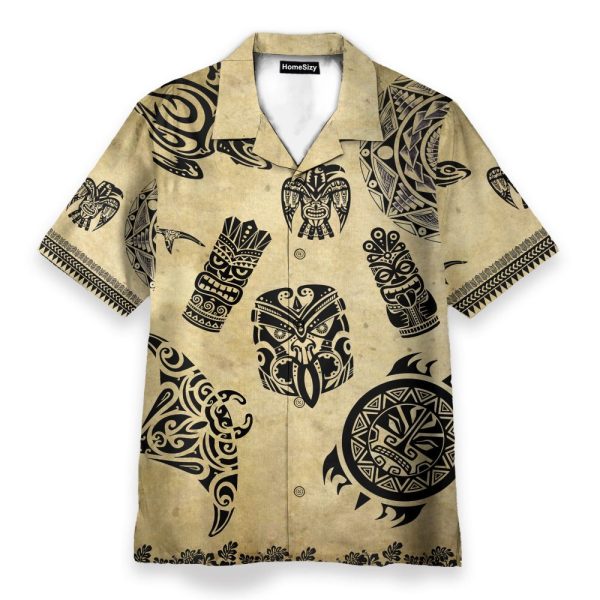 Vintage Tiki Tribal Men'S Button'S Up Shirts Hawaiian Shirt