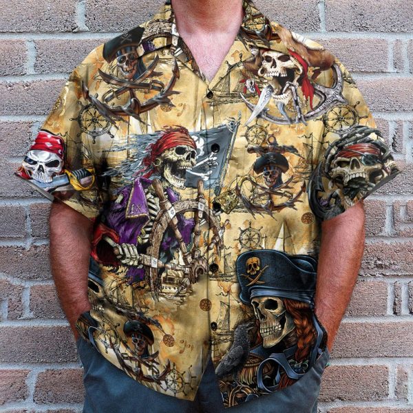 Pirate Skull Men'S Button'S Up Shirts Hawaiian Shirt