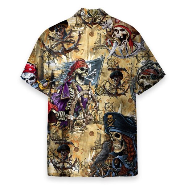 Pirate Skull Men'S Button'S Up Shirts Hawaiian Shirt