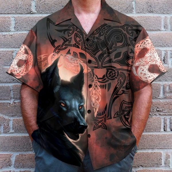 Fenrir Grunge Viking Men'S Button'S Up Shirts Hawaiian Shirt