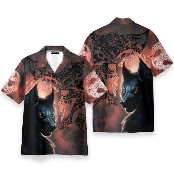 Fenrir Grunge Viking Men'S Button'S Up Shirts Hawaiian Shirt