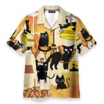 Black Cat Swing From Chandeliers Hawaiian Shirt