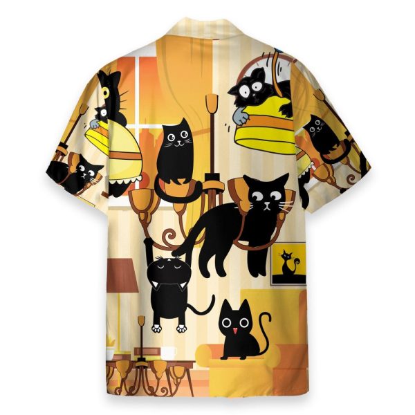 Black Cat Swing From Chandeliers Hawaiian Shirt