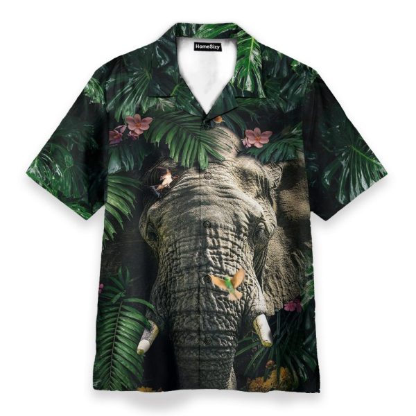 Elephant Hiding Tropical Hawaiian Shirt