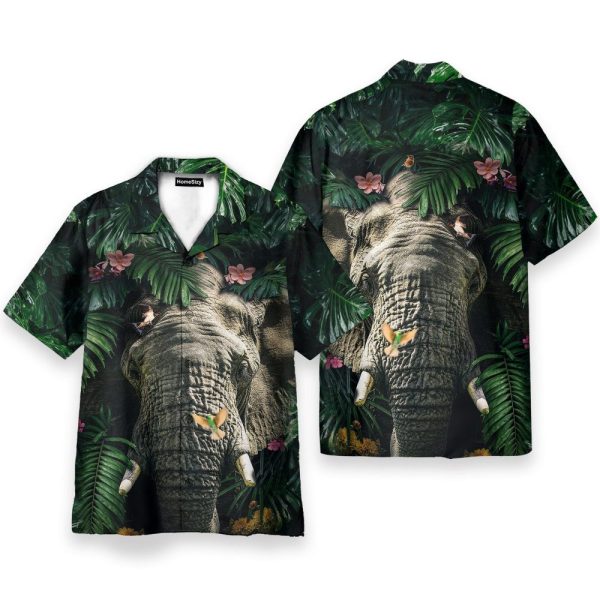 Elephant Hiding Tropical Hawaiian Shirt