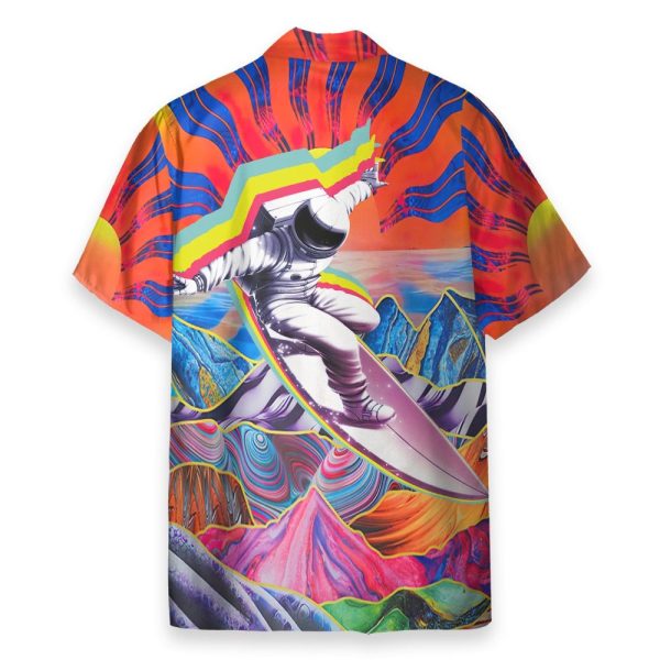 Astronaut Surfing In Hippie Trippy Mountain Hawaiian Shirt