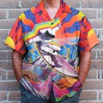 Astronaut Surfing In Hippie Trippy Mountain Hawaiian Shirt