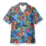 Parrot In Tropical Green Leaves Hawaiian Shirt & Beach Shorts