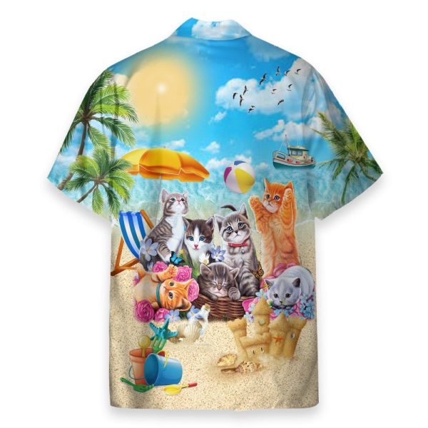 Cute Cats On The Summer Beach Hawaiian Shirt