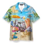 Cute Cats On The Summer Beach Hawaiian Shirt