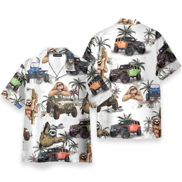Jeep Car And Sloth Ocean Hawaiian Shirt