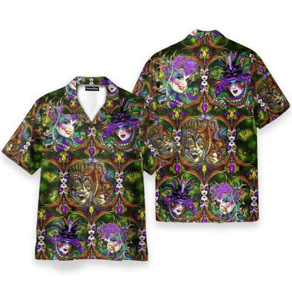 Happy Mardi Gras Men'S Button'S Up Shirts Hawaiian Shirt