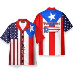 Puerto Rico Flag Men'S Button'S Up Shirts Hawaiian Shirt