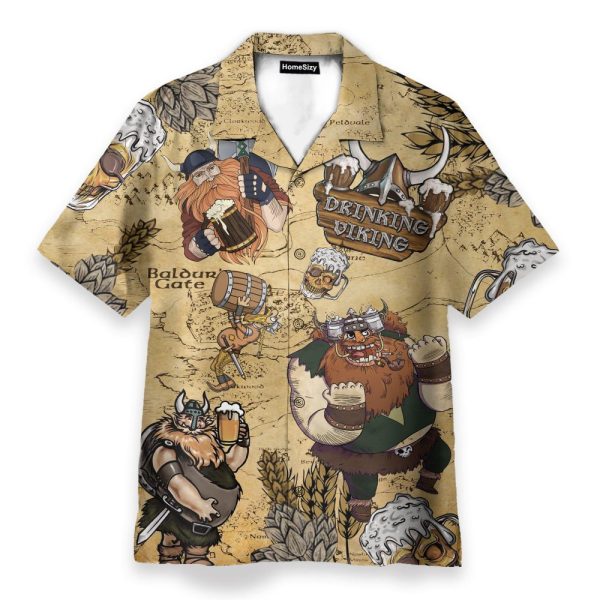 Drinking Beer Viking Funny Button'S Up Shirts Hawaiian Shirt
