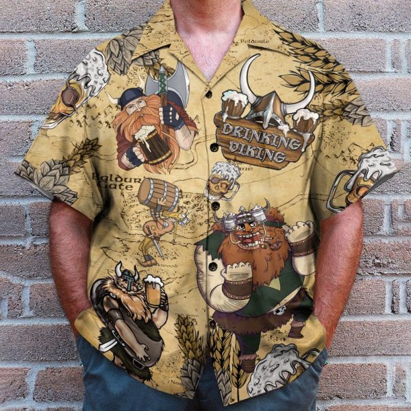 Drinking Beer Viking Funny Button'S Up Shirts Hawaiian Shirt