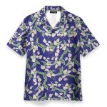 Tom Selleck Magnum Pi Movie Mini Anthurium Blue Cosplay Costume Hawaiian Shirt & Beach Shorts