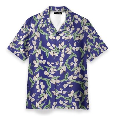 Tom Selleck Magnum Pi Movie Mini Anthurium Blue Cosplay Costume Hawaiian Shirt & Beach Shorts