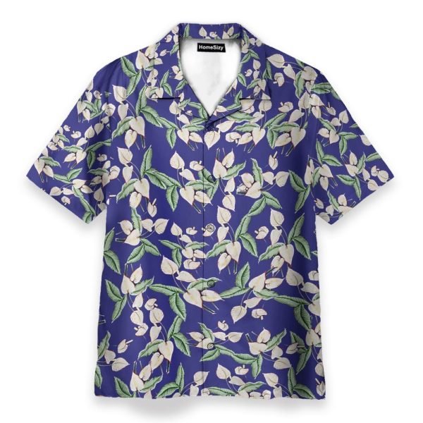 Tom Selleck Magnum Pi Movie Mini Anthurium Blue Cosplay Costume Hawaiian Shirt & Beach Shorts