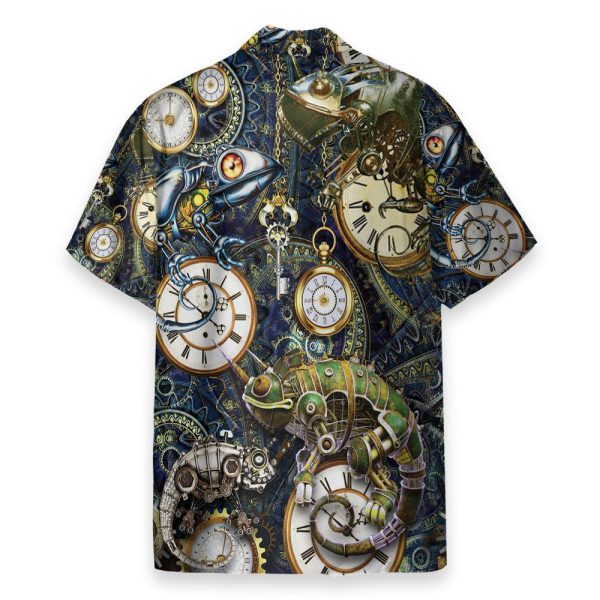 Stay Cool Steampunk Chameleon Men'S Button'S Up Shirts Hawaiian Shirt