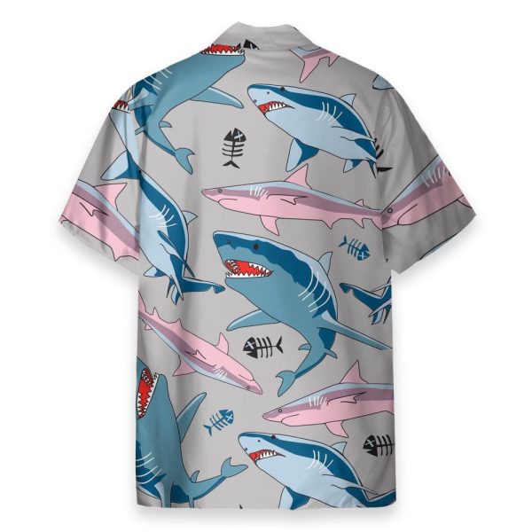 Blue And Pink Shark In The Ocean Hawaiian Shirt & Beach Shorts