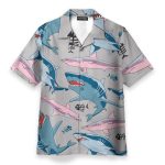 Blue And Pink Shark In The Ocean Hawaiian Shirt & Beach Shorts