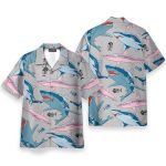 Blue And Pink Shark In The Ocean Hawaiian Shirt & Beach Shorts