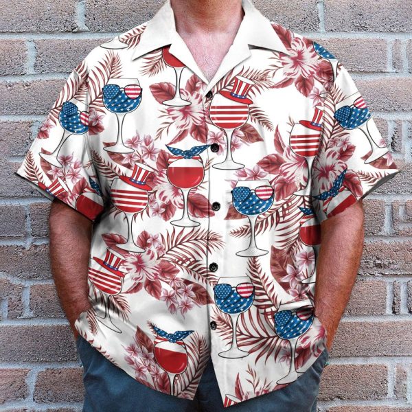 American Red Wine Men'S Button'S Up Shirts Hawaiian Shirt