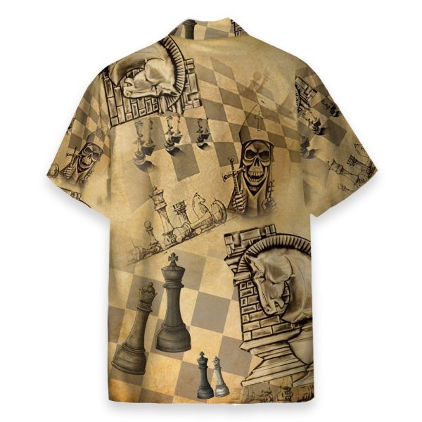 Chess Skull Men'S Button'S Up Shirts Hawaiian Shirt & Beach Shorts