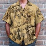 Chess Skull Men'S Button'S Up Shirts Hawaiian Shirt & Beach Shorts