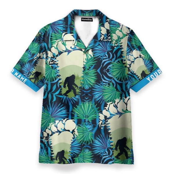 Bigfoot Footprint Men'S Button'S Up Shirts Hawaiian Shirt & Beach Shorts