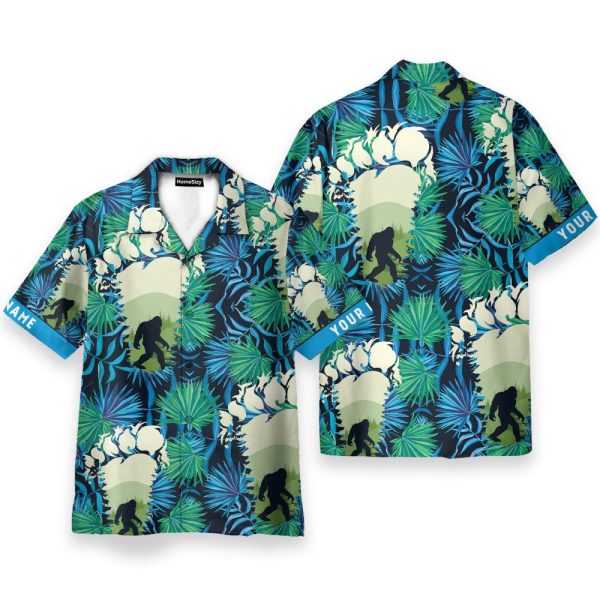 Bigfoot Footprint Men'S Button'S Up Shirts Hawaiian Shirt & Beach Shorts