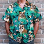 Bulldog In Tropical Green Leaves Hawaiian Shirt