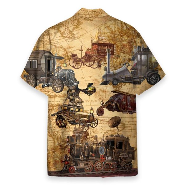 Steampunk Vehicle Design Men'S Button'S Up Shirts Hawaiian Shirt