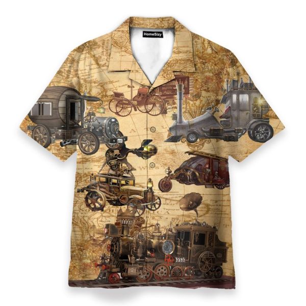 Steampunk Vehicle Design Men'S Button'S Up Shirts Hawaiian Shirt