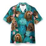 Cocker Spaniel Dog In Tropical Green Leaves Hawaiian Shirt