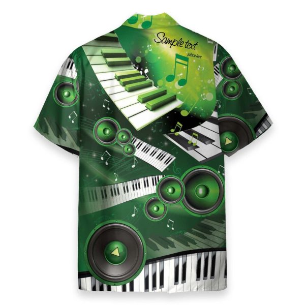 Amazing Green Piano And Loudspeaker Hawaiian Shirt