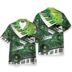 Amazing Green Piano And Loudspeaker Hawaiian Shirt