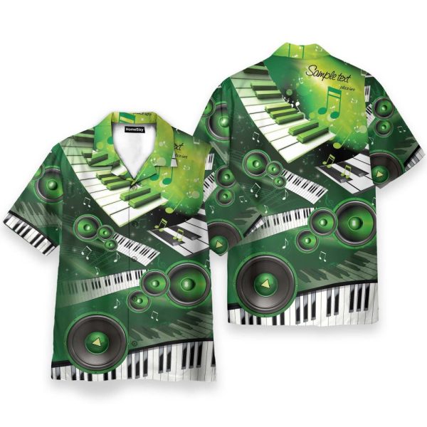 Amazing Green Piano And Loudspeaker Hawaiian Shirt
