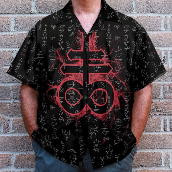 Satanism Magic Circle Men'S Button'S Up Shirts Hawaiian Shirt