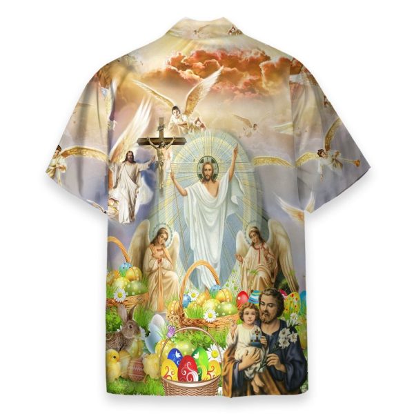Jesus Happy Easter Men'S Button'S Up Shirts Hawaiian Shirt