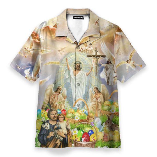Jesus Happy Easter Men'S Button'S Up Shirts Hawaiian Shirt
