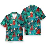 Cardinal Tropical Flowers Pattern Hawaiian Shirt