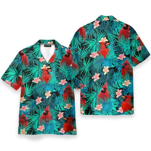 Cardinal Tropical Flowers Pattern Hawaiian Shirt