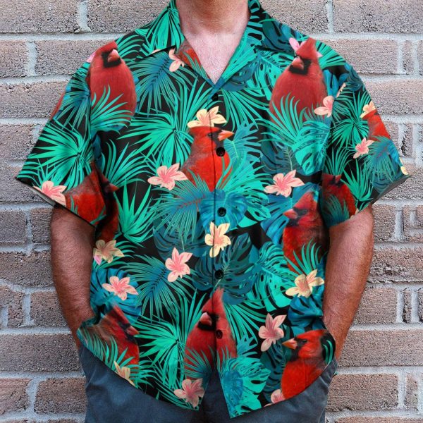 Cardinal Tropical Flowers Pattern Hawaiian Shirt