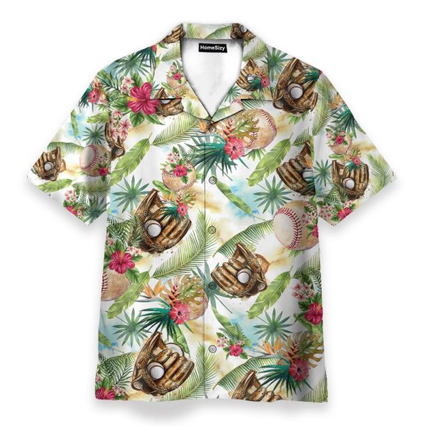 Baseball Tropical Men'S Button'S Up Shirts Hawaiian Shirt & Beach Shorts